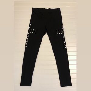 Black Leggings w Cross Cutouts on Side (Unisex L)